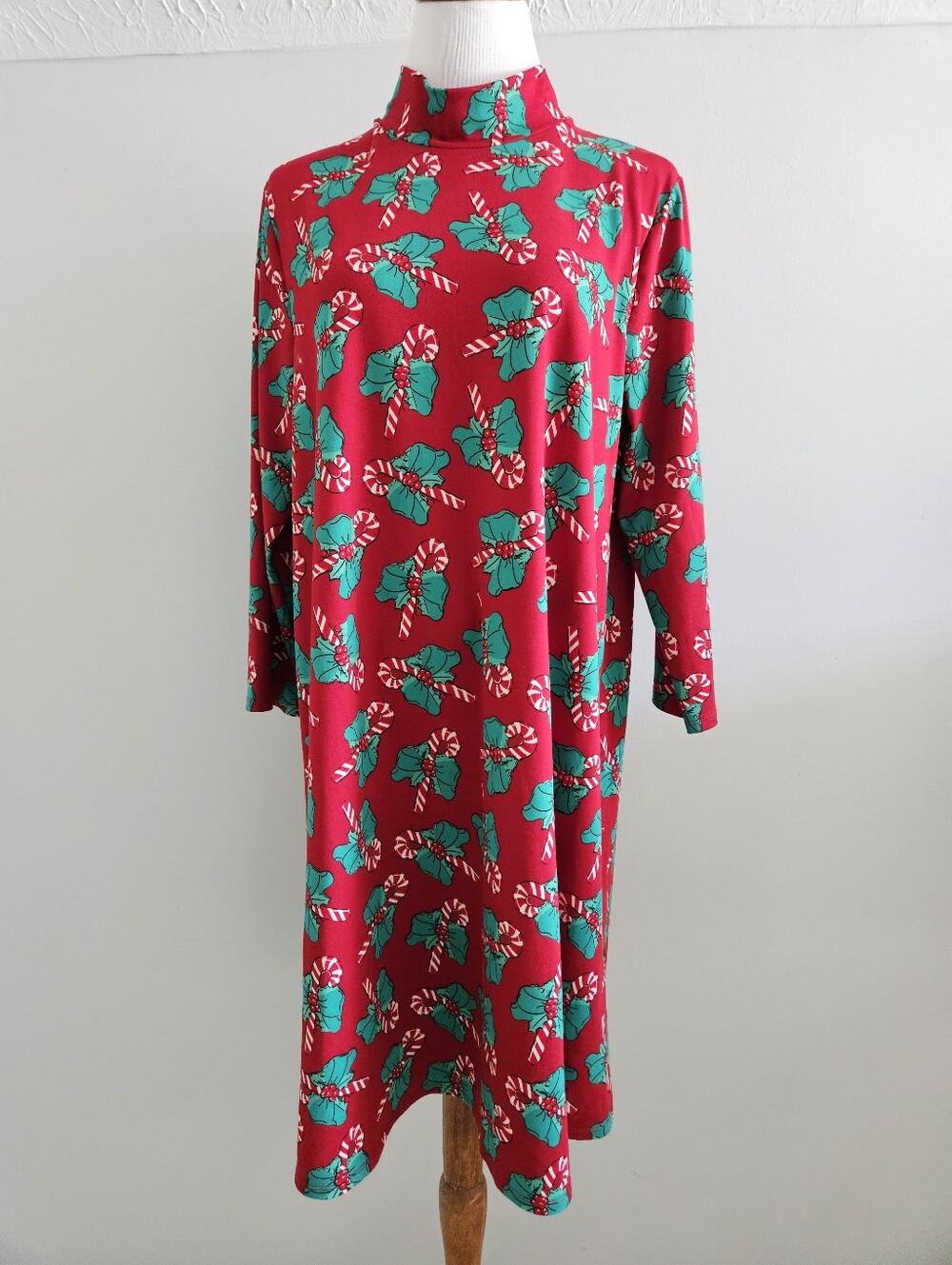 Celebrate Together | Red Mock-Neck Holly Print Dress